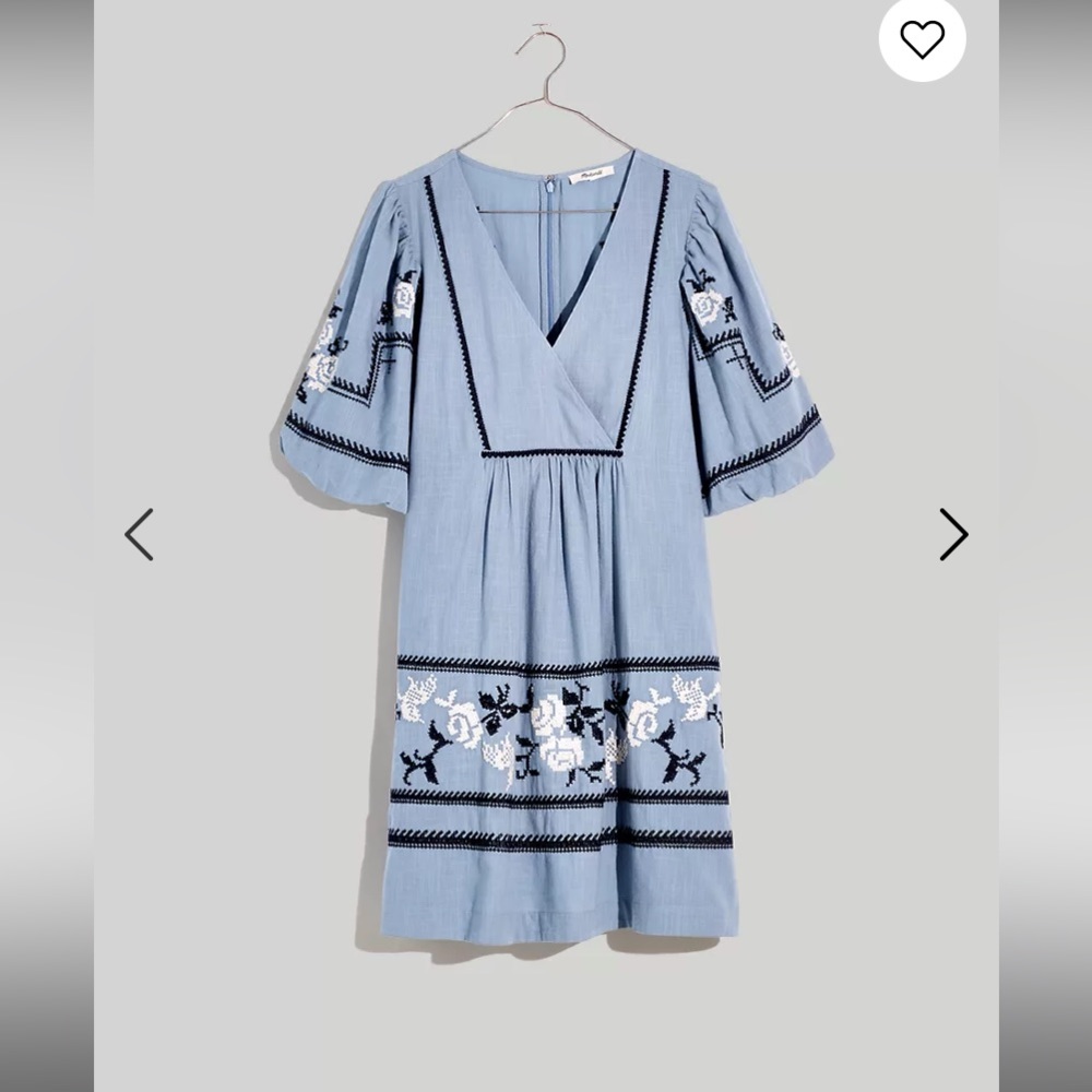 Madewell Embroidered Foldover V-Neck Mini Dress
